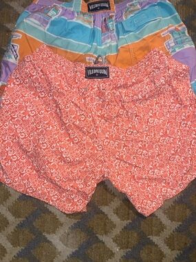 Vilebrequin 3XL Bright Orange Coral Print Swim Shorts bundle of 2